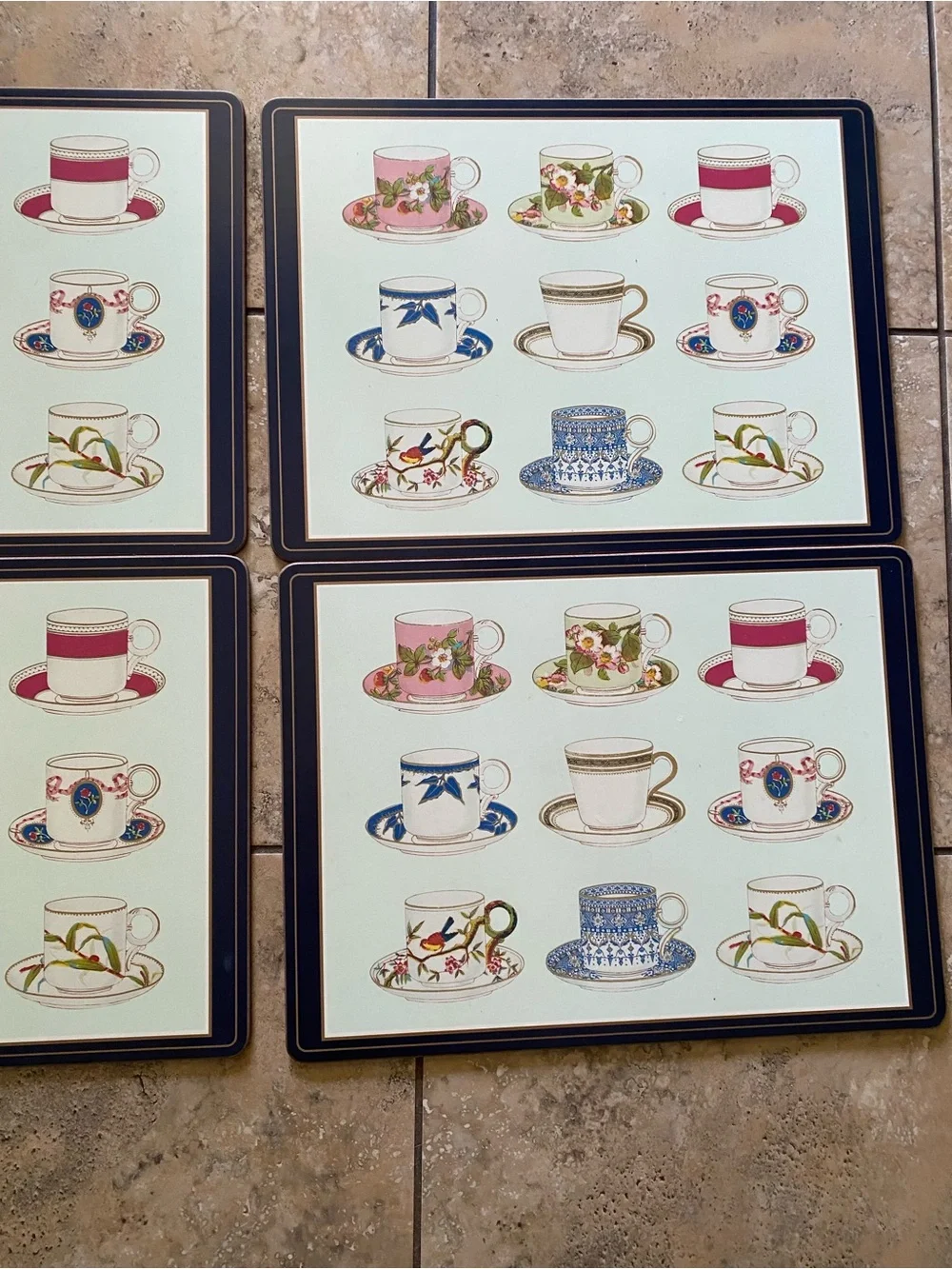 Pimpernel Made in England 4 Cork Floral Teacup Placemats 16x12 English Country